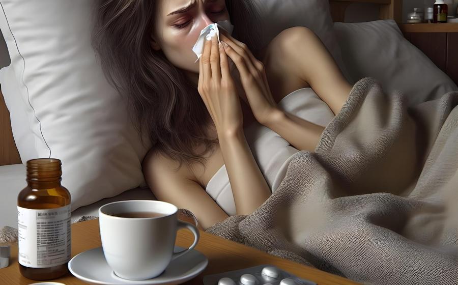 Žena s nachlazením, zdroj obrázku Pixabay.com