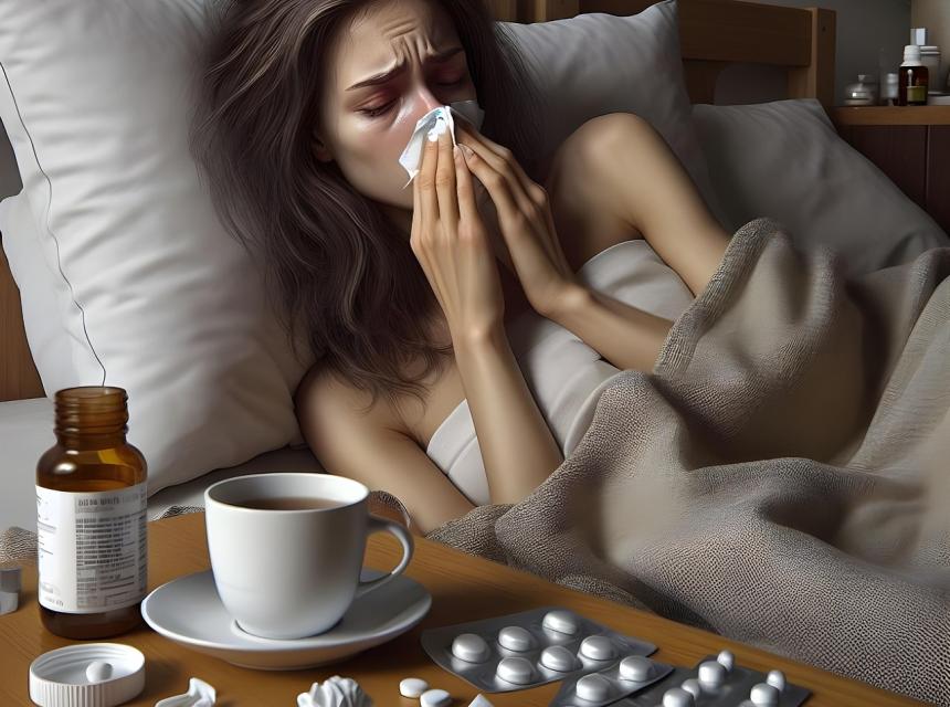 Žena s nachlazením, zdroj obrázku Pixabay.com